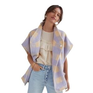 Anthropologie‎ Anderson & Lauth Purple Plaid Capelet Jacket One Size